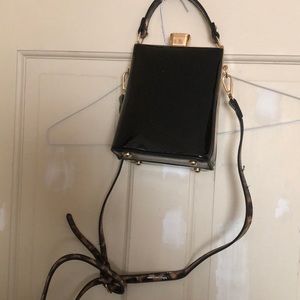 Black rectangle shape stone purse